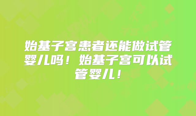 始基子宫患者还能做试管婴儿吗!始基子宫可以试管婴儿!