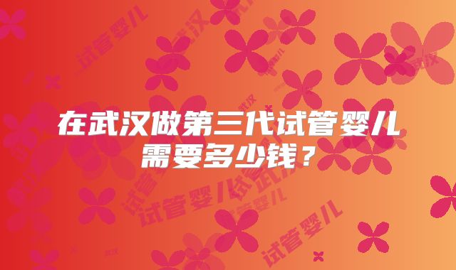 在武汉做第三代试管婴儿需要多少钱?