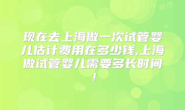 现在去上海做一次试管婴儿估计费用在多少钱,上海做试管婴儿需要多长时间！