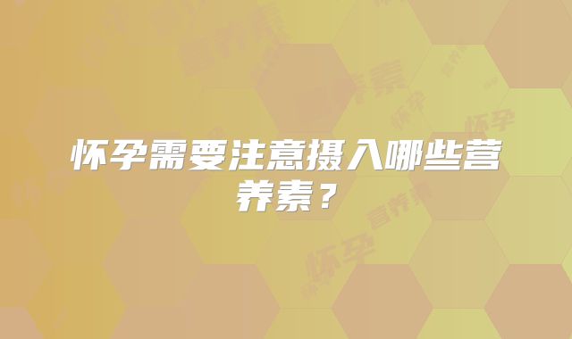 怀孕需要注意摄入哪些营养素？
