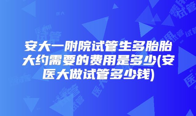 安大一附院试管生多胎胎大约需要的费用是多少(安医大做试管多少钱)