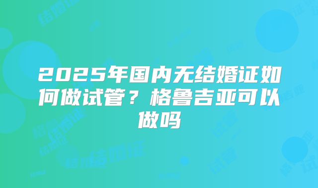 2025年国内无结婚证如何做试管？格鲁吉亚可以做吗