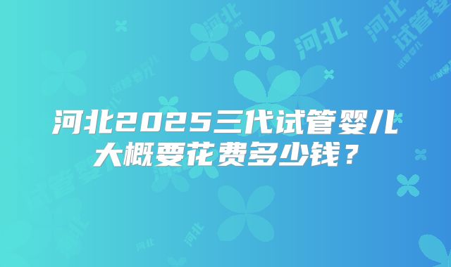 河北2025三代试管婴儿大概要花费多少钱?