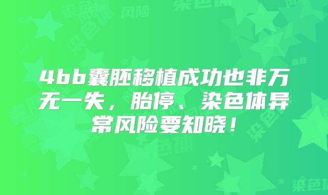 4bb囊胚移植成功也非万无一失,胎停、染色体异常风险要知晓!