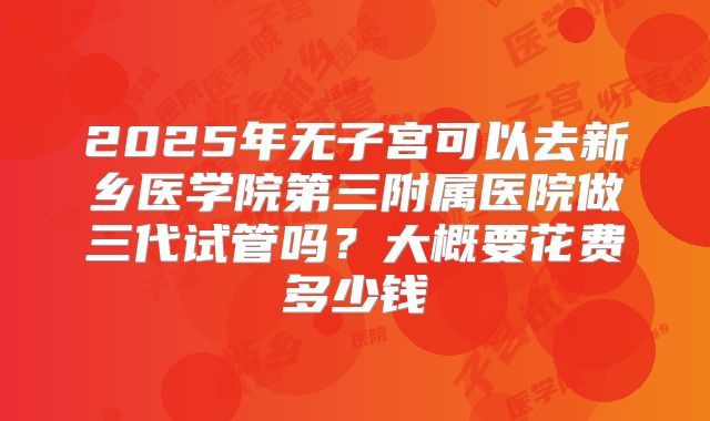 2025年无子宫可以去新乡医学院第三附属医院做三代试管吗?大概要花费多少钱