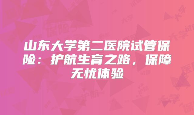 山东大学第二医院试管保险：护航生育之路，保障无忧体验
