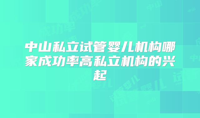中山私立试管婴儿机构哪家成功率高私立机构的兴起
