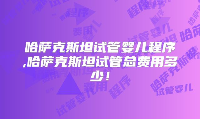 哈萨克斯坦试管婴儿程序,哈萨克斯坦试管总费用多少！