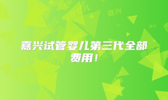 嘉兴试管婴儿第三代全部费用!