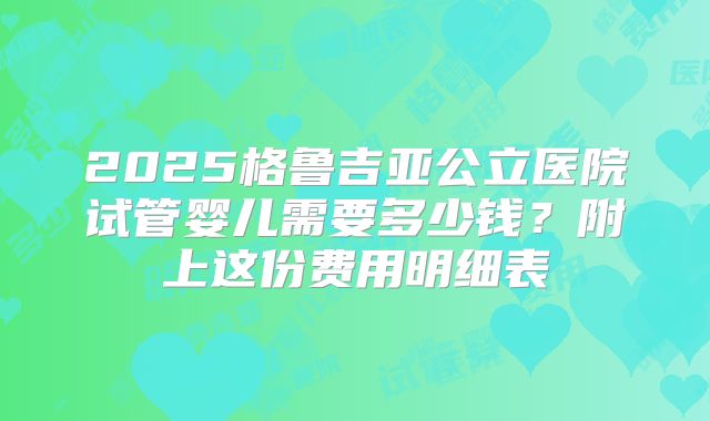 2025格鲁吉亚公立医院试管婴儿需要多少钱？附上这份费用明细表