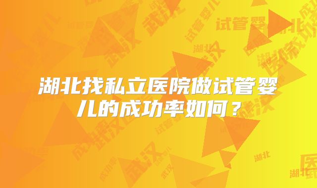 湖北找私立医院做试管婴儿的成功率如何？