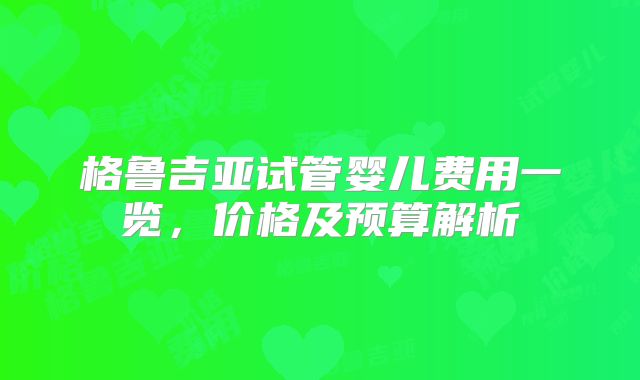 格鲁吉亚试管婴儿费用一览，价格及预算解析