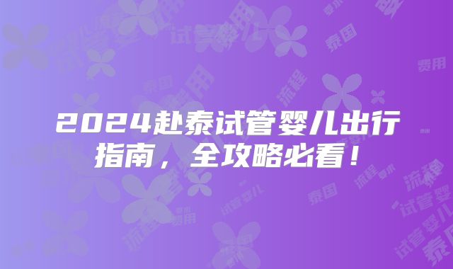 2024赴泰试管婴儿出行指南，全攻略必看！