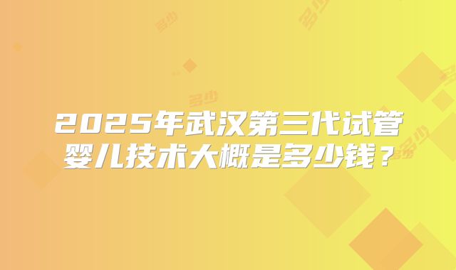 2025年武汉第三代试管婴儿技术大概是多少钱？
