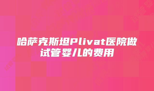 哈萨克斯坦Plivat医院做试管婴儿的费用