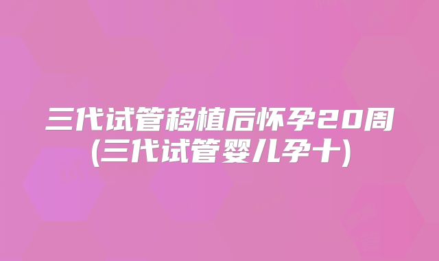三代试管移植后怀孕20周(三代试管婴儿孕十)