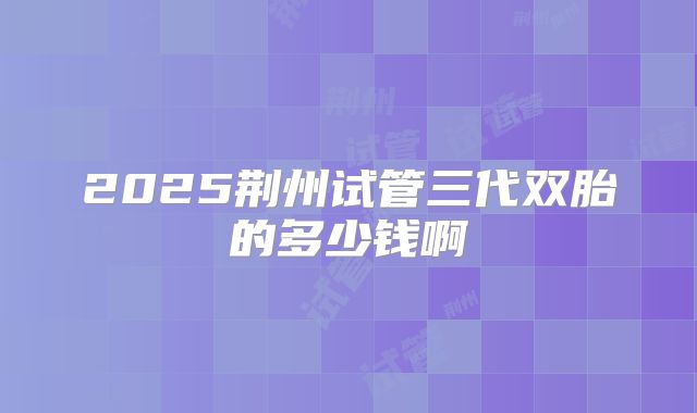 2025荆州试管三代双胎的多少钱啊