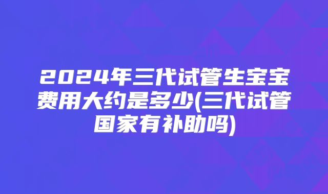 2024年三代试管生宝宝费用大约是多少(三代试管国家有补助吗)