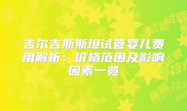 吉尔吉斯斯坦试管婴儿费用解析:价格范围及影响因素一览