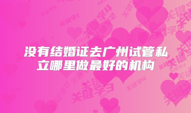 没有结婚证去广州试管私立哪里做最好的机构