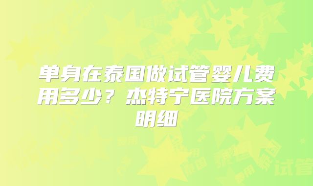 单身在泰国做试管婴儿费用多少?杰特宁医院方案明细