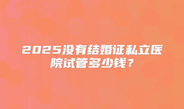 2025没有结婚证私立医院试管多少钱？