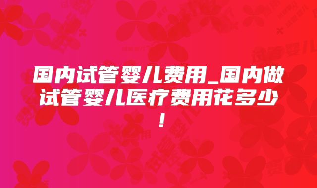 国内试管婴儿费用_国内做试管婴儿医疗费用花多少!