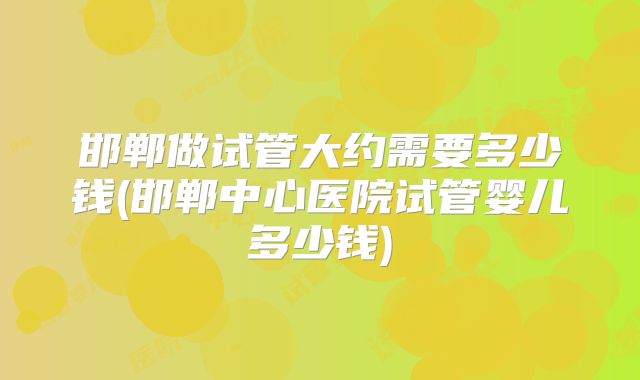 邯郸做试管大约需要多少钱(邯郸中心医院试管婴儿多少钱)