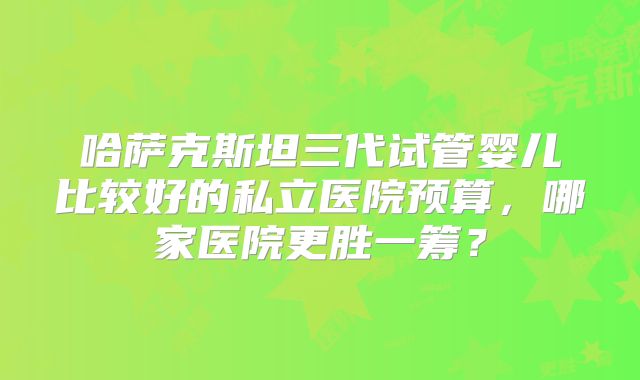 哈萨克斯坦三代试管婴儿比较好的私立医院预算,哪家医院更胜一筹?