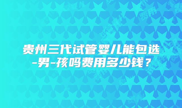贵州三代试管婴儿能包选-男-孩吗费用多少钱?