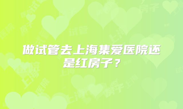 做试管去上海集爱医院还是红房子？