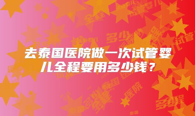 去泰国医院做一次试管婴儿全程要用多少钱？