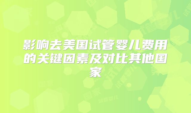 影响去美国试管婴儿费用的关键因素及对比其他国家