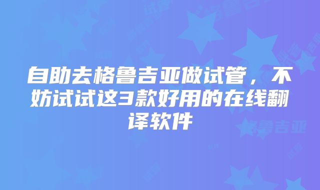 自助去格鲁吉亚做试管，不妨试试这3款好用的在线翻译软件