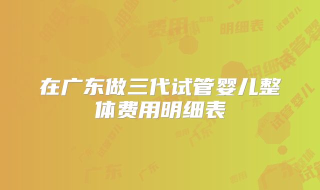 在广东做三代试管婴儿整体费用明细表