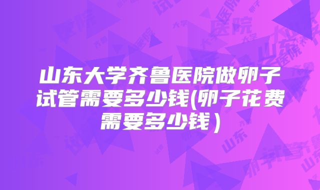 山东大学齐鲁医院做卵子试管需要多少钱(卵子花费需要多少钱）