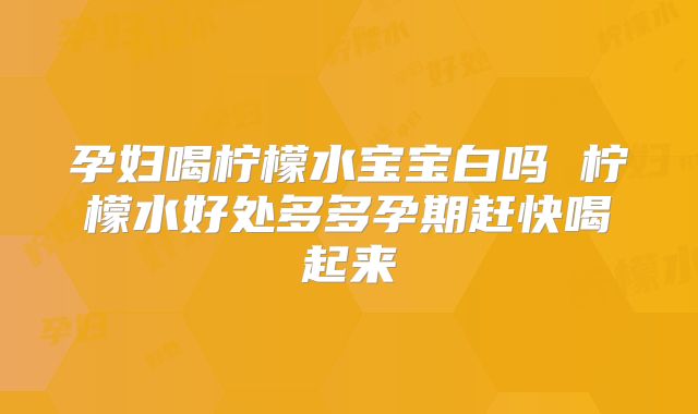 孕妇喝柠檬水宝宝白吗 柠檬水好处多多孕期赶快喝起来