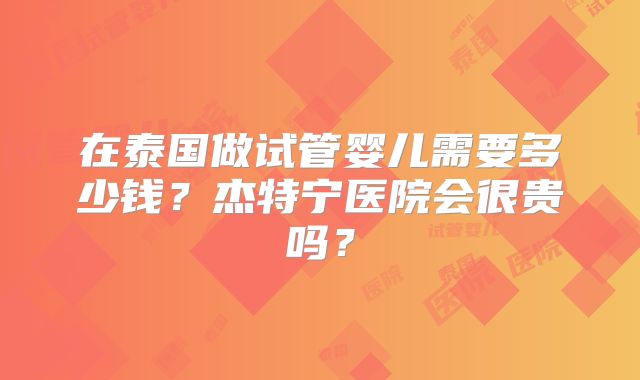 在泰国做试管婴儿需要多少钱？杰特宁医院会很贵吗？