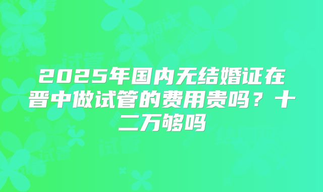 2025年国内无结婚证在晋中做试管的费用贵吗？十二万够吗