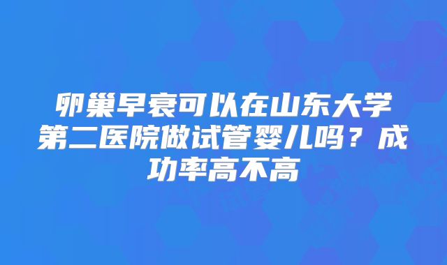 卵巢早衰可以在山东大学第二医院做试管婴儿吗?成功率高不高