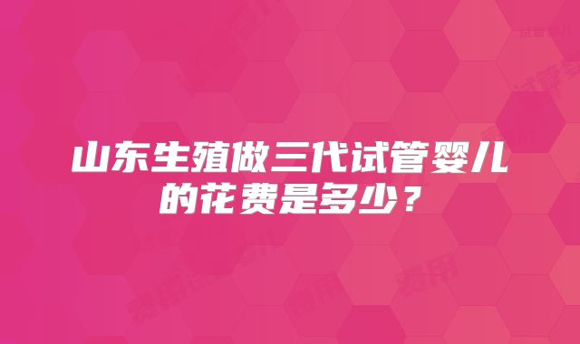 山东生殖做三代试管婴儿的花费是多少?
