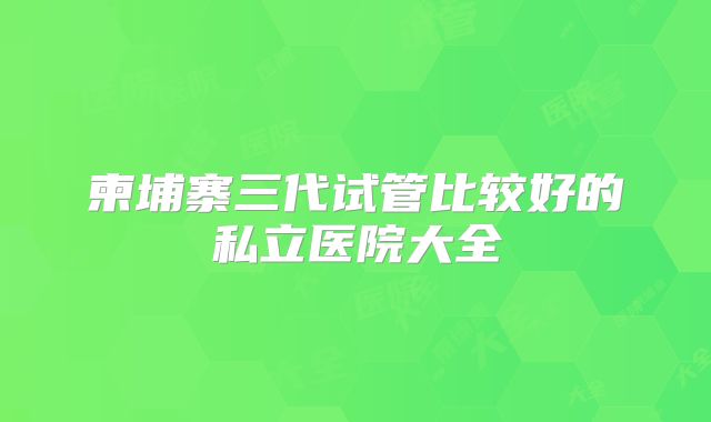 柬埔寨三代试管比较好的私立医院大全