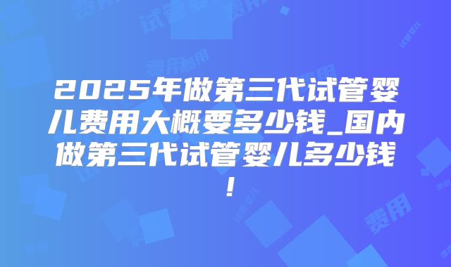2025年做第三代试管婴儿费用大概要多少钱_国内做第三代试管婴儿多少钱！
