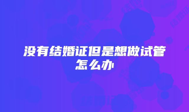 没有结婚证但是想做试管怎么办