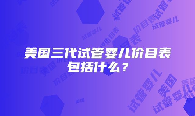 美国三代试管婴儿价目表包括什么？
