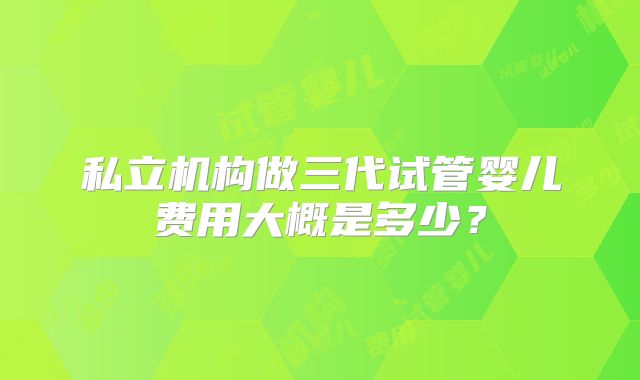 私立机构做三代试管婴儿费用大概是多少?