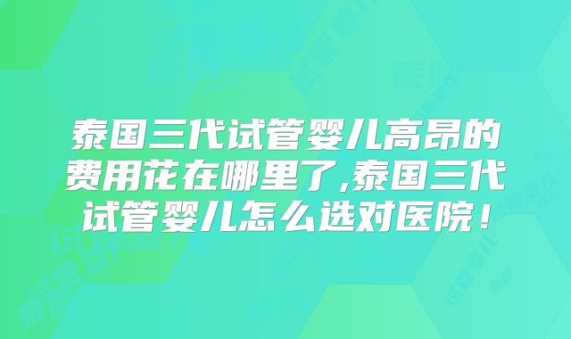 泰国三代试管婴儿高昂的费用花在哪里了,泰国三代试管婴儿怎么选对医院！