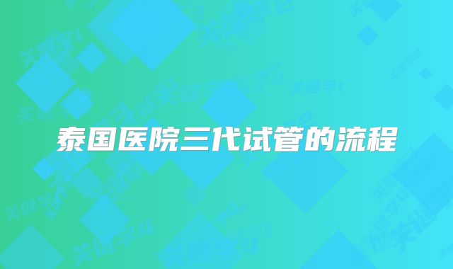 泰国医院三代试管的流程