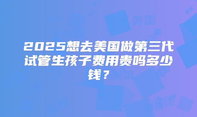 2025想去美国做第三代试管生孩子费用贵吗多少钱？