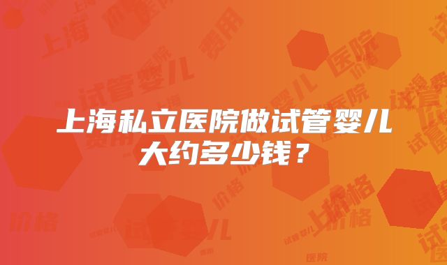 上海私立医院做试管婴儿大约多少钱？